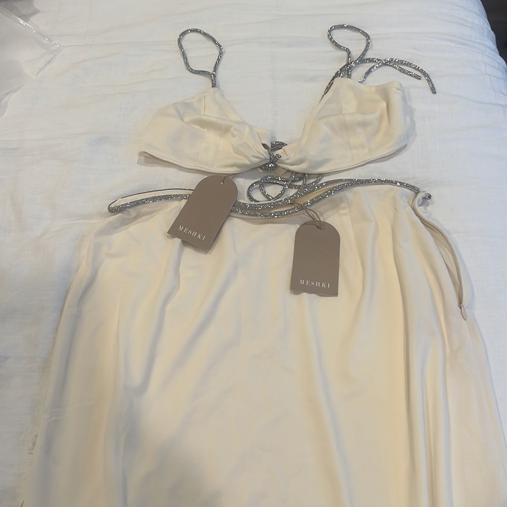 Cream Meshki diamante bralette and skirt - Picture 5 of 5